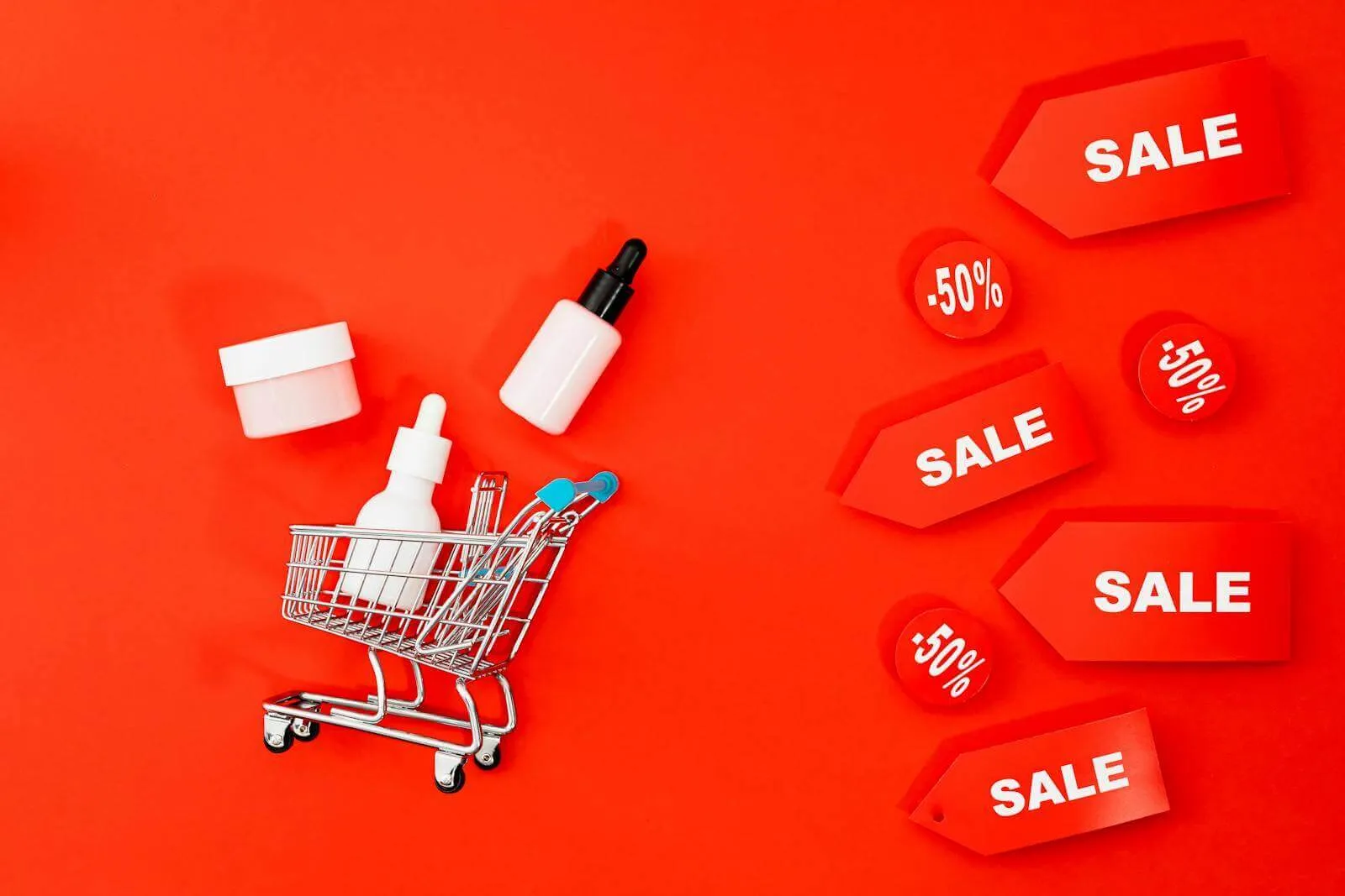 Flat Lay Of Shopping Cart
