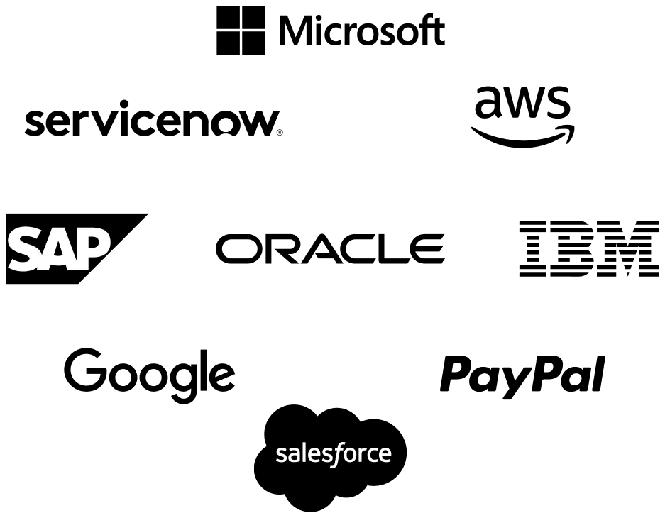 Adobe 可整合的企業系統：Microsoft、ServiceNow、AWS、SAP、Oracle、IBM、Google、PayPal、Salesforce